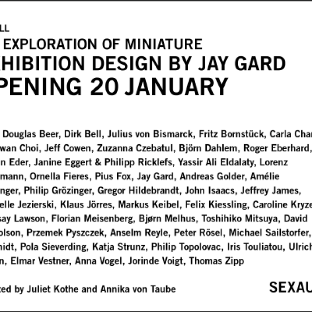 SMALL – an exploration of miniature | Group exhibition | Sexauer Gallery | 21.01.-11.02.2017